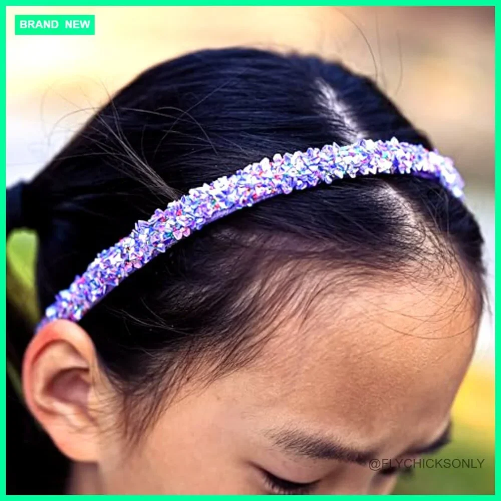 4 Thin Sequin Headbands for Girls Non Slip Sparkly Hair Accessories
